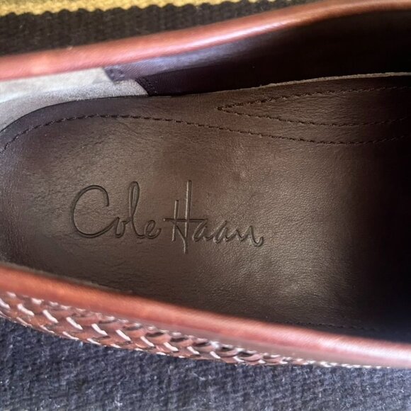 Cole Haan Woven Leather Loafers Mens Size 8 Brown Slip-On Comfort Dress Casual - Picture 4 of 8